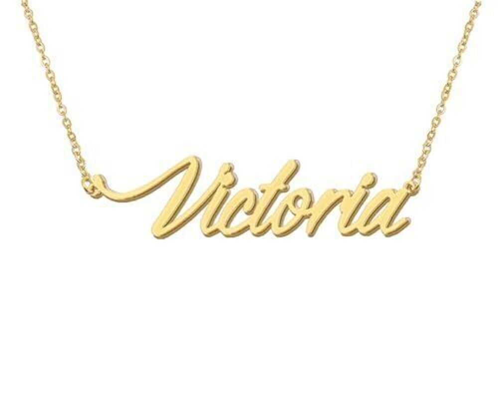 6432 Victoria Mothers Name Pendant Necklace Stainless Steel 18k Gold Plated